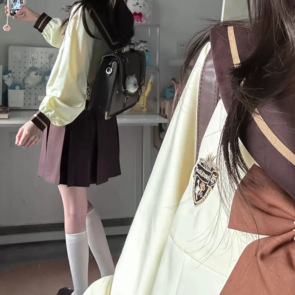 Uniforme de lycée d'étudiant japonais, uniformes JK pour filles, costume de Style collège japonais, chemise de marin à manches longues pour femmes, jupe plissée