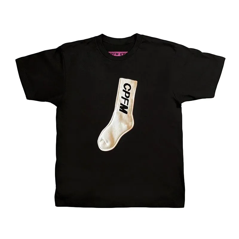 2025 CPFM Sock T-shirt Collaboration Socks Short Sleeves Pure Cotton T-shirt TX1533