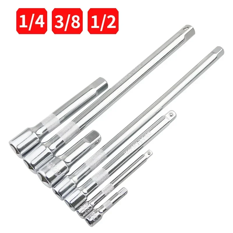 1/4 3/8 1/2 Socket Ratchet Wrench Extension Bar 50/75/100/125/150/250mm Long Bar Steering Sleeve Connecting Rod Accessories