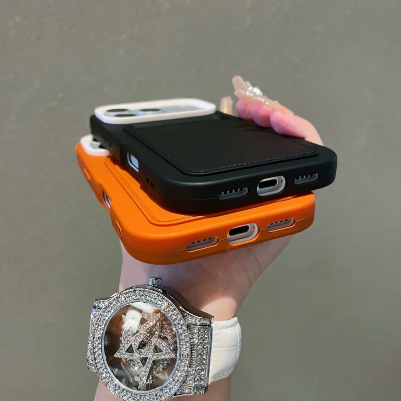 فاخر سيليكون فتحة للبطاقات محفظة جراب هاتف آيفون 17 الهواء 16 15 14 13 12 11 برو ماكس للصدمات ماتي الجلد ودية غطاء ناعم #5