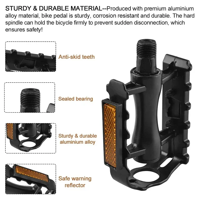 Aluminum Alloy Road Bicycle Pedals Antislip Reflective Lightweight Perfect for Mountain Bikes Essential Road Bicycle Accessories