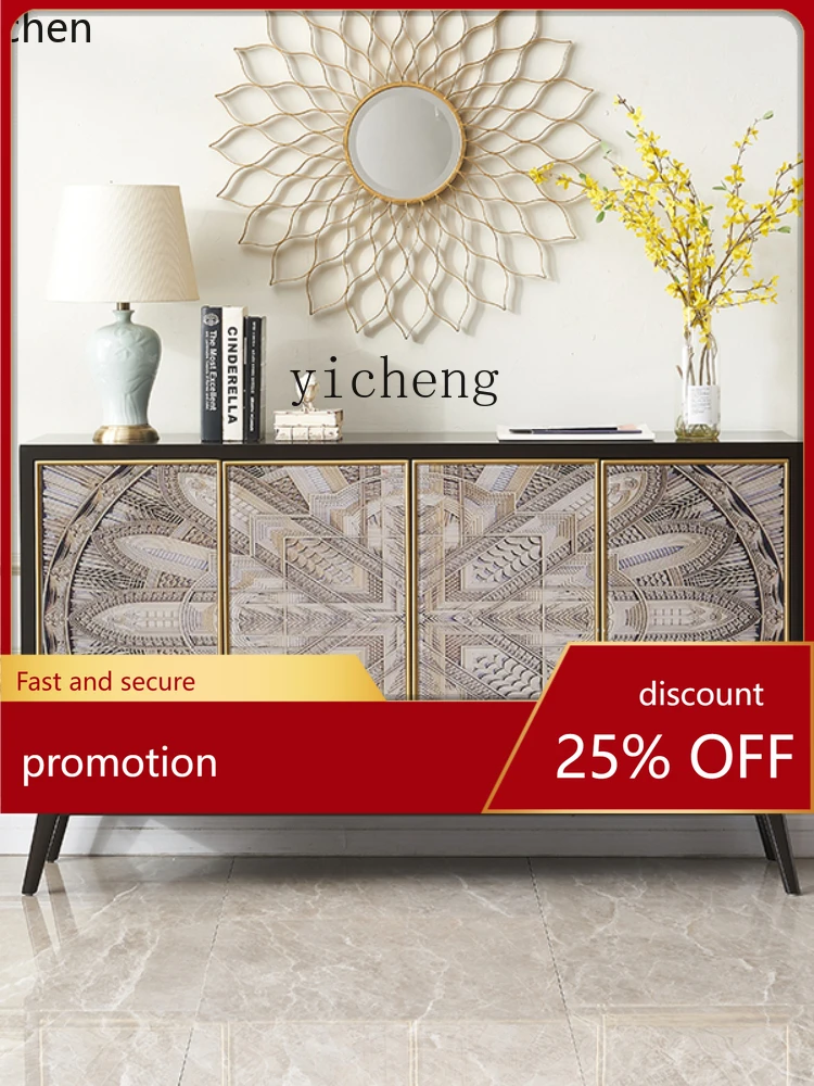 

Тумба-буфет YFY для прихожей с декоративными элементами и росписью по стеклу