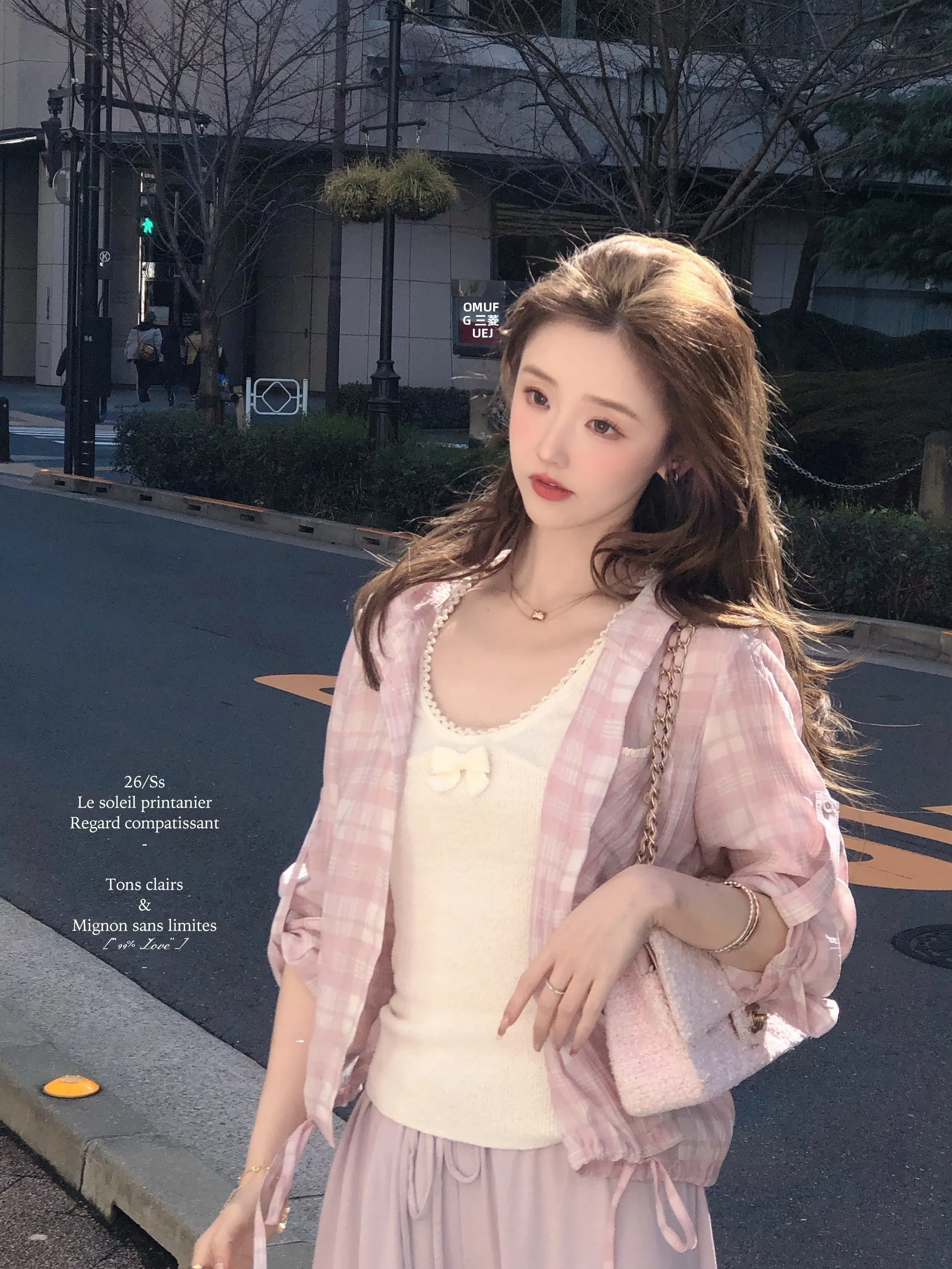 

CSK Cupid Spring Plaid Date 100% Thin Cotton Breathable Sun Protection Shirt Lazy Hoodie Open Cardigan Summer Women's Shirt