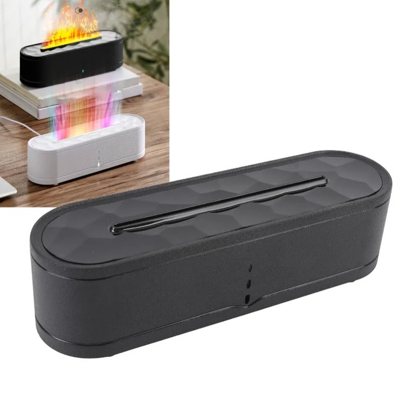 Flame Diffuser With Remote Control Colorful Quiet USB Flame Essential Oil Diffuser Humidifier For Desktop White/Black