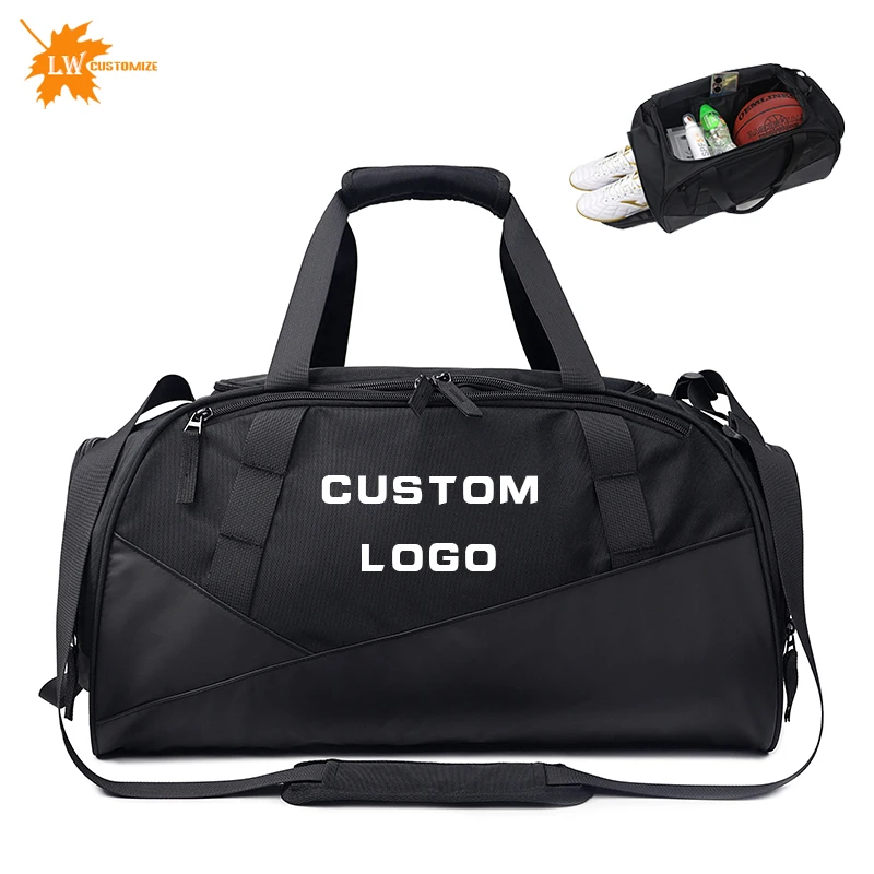 

Custom Logo For Fitness Bag Large Capacity Travel Bag Independent Shoe Warehouse Single Shoulder boxing Luggage Bag Printed Name