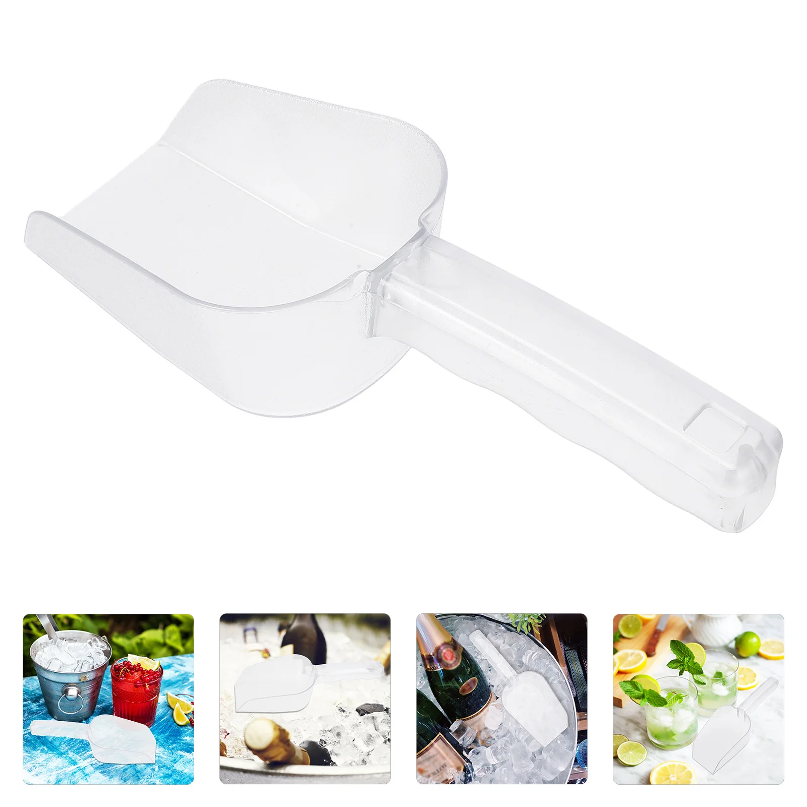 

Clear Food Scoop Ice Shovel Multi-Use Kitchen Gadget Pet Coffee Scoops Household Plastic Transparent Bar Party Rice Flour Tool