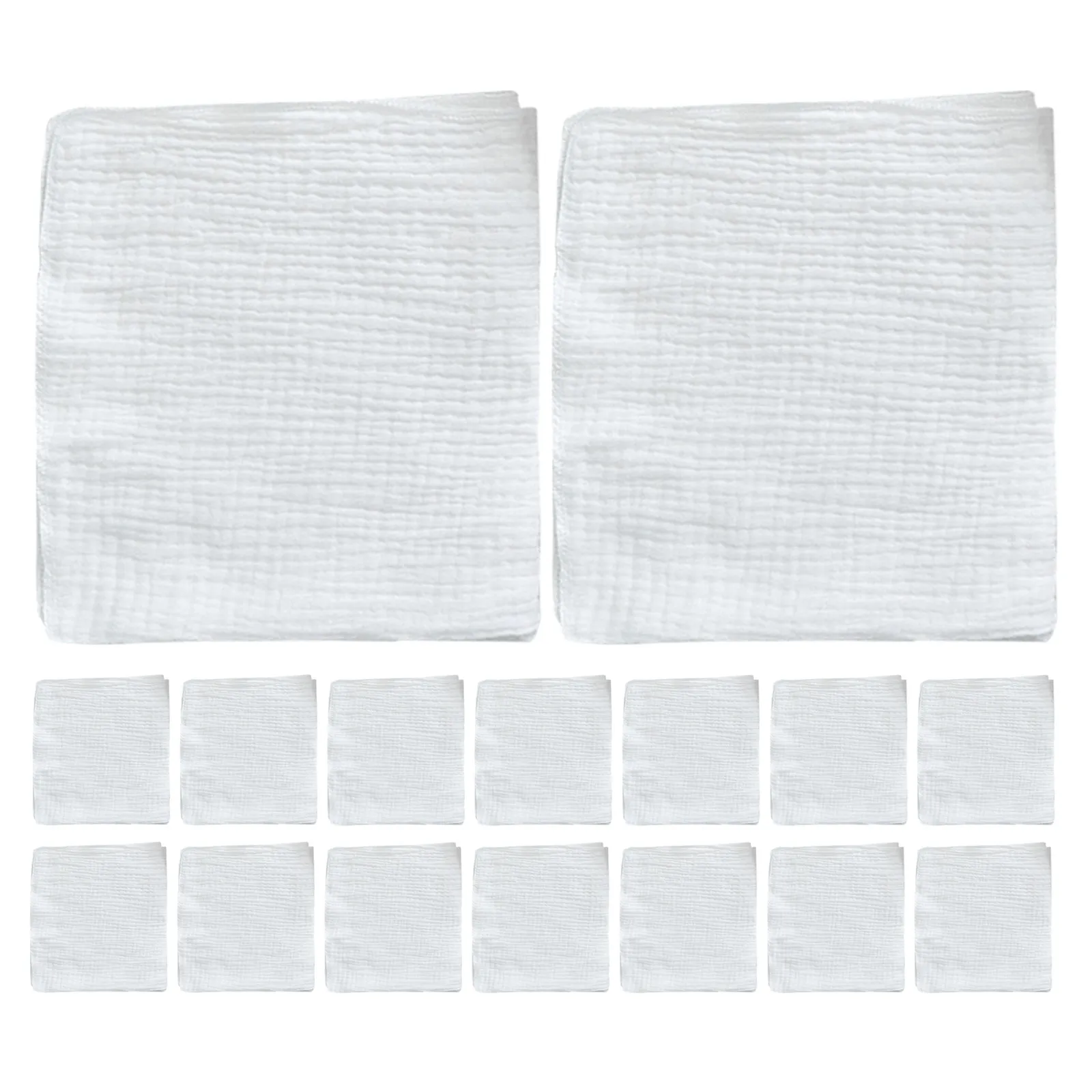 16Pcs Double Layer Cotton Muslin Diaper Flats White Breathable Washable Soft Absorbent Newborn Cloth Diapers Reusable Baby Burp