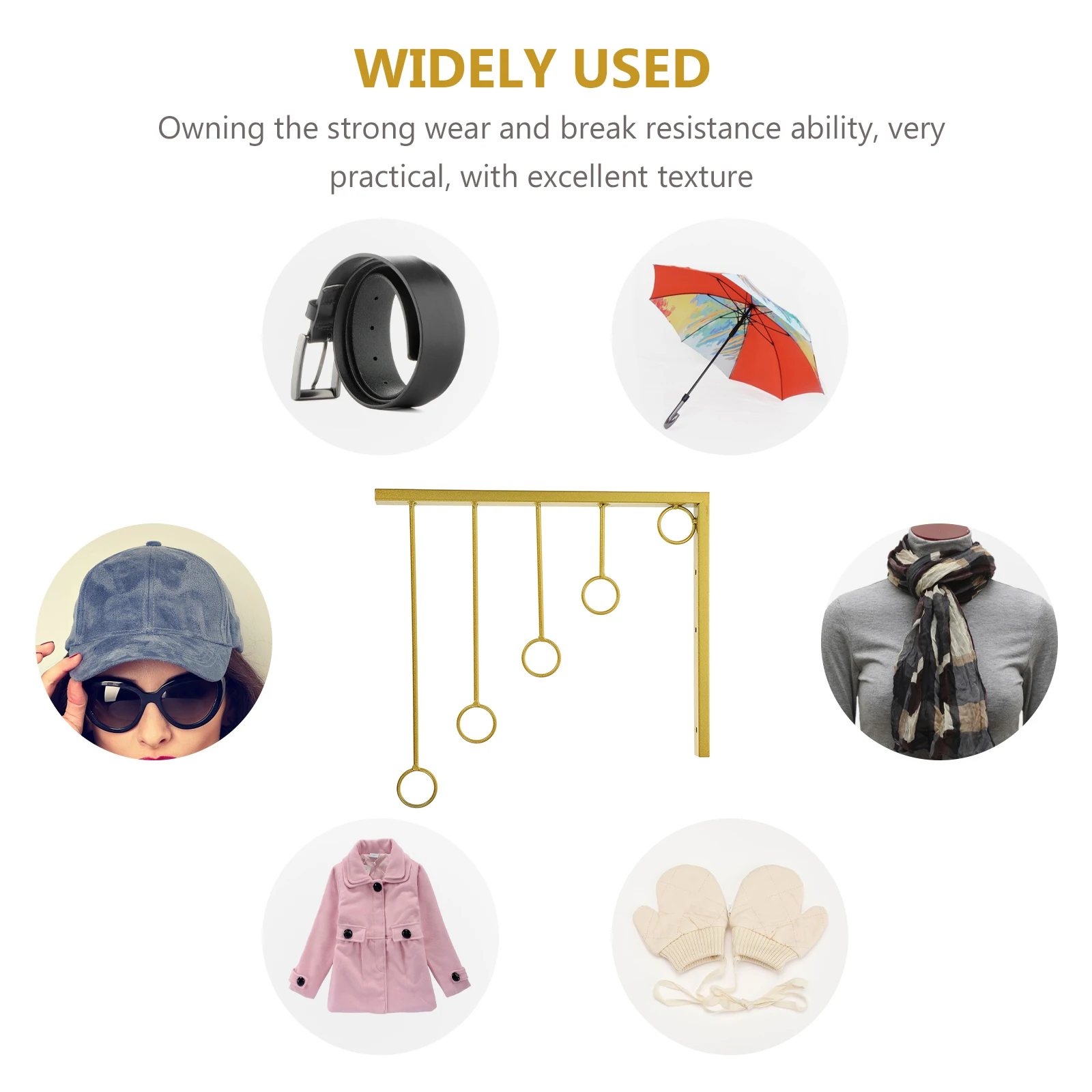 

Cloakroom Storage Rack Wrought Iron Wall Hook Clothes Hanger Foldable Garment Holder Wardrobe Organizer Golden