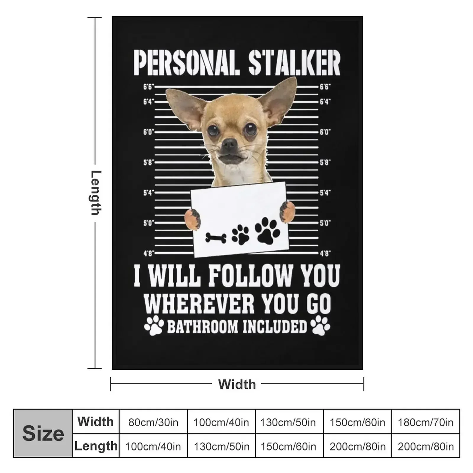 Personal Stalker Follow You Wherever You Go chihuahua Throw Blanket Fashion Sofas Flannel Fabric Flannel Sofa Blankets