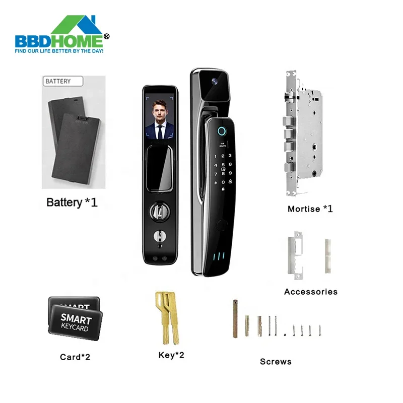 BBDHOME-Serrure biométrique automatique Tuya, carte IC rfid, Wifi, capteur d'empreintes digitales qualifiée ales 3D, serrure de porte intelligente avec caméra