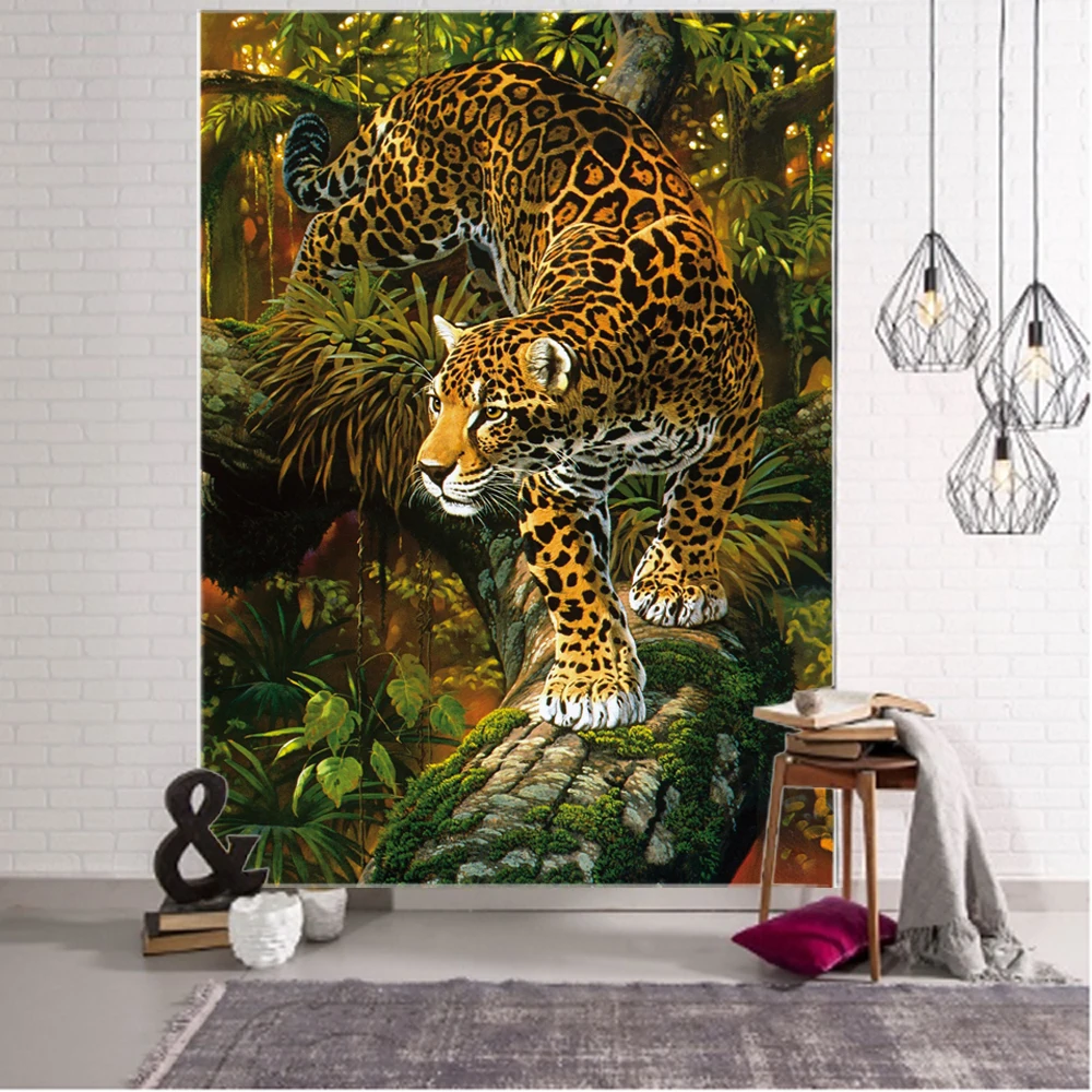 

Grassland leopard, jungle leopard, forest leopard animal background decoration tapestry home background decoration