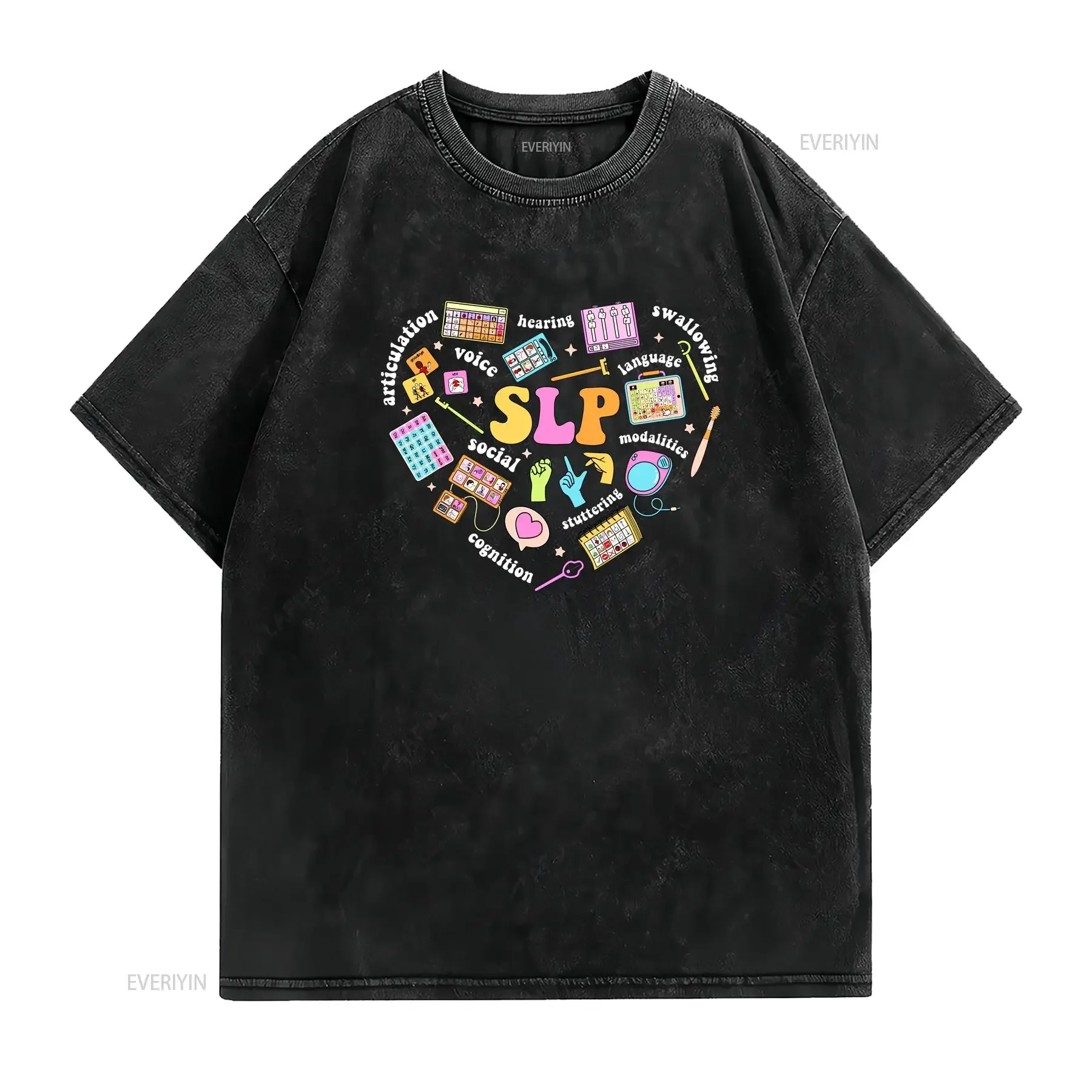 Sprachsprach-Pathologe HearT T-Shirt Therapie Slp SweaT Your Words Matter Therapeut Vintage Washed Stretched Soft Casual