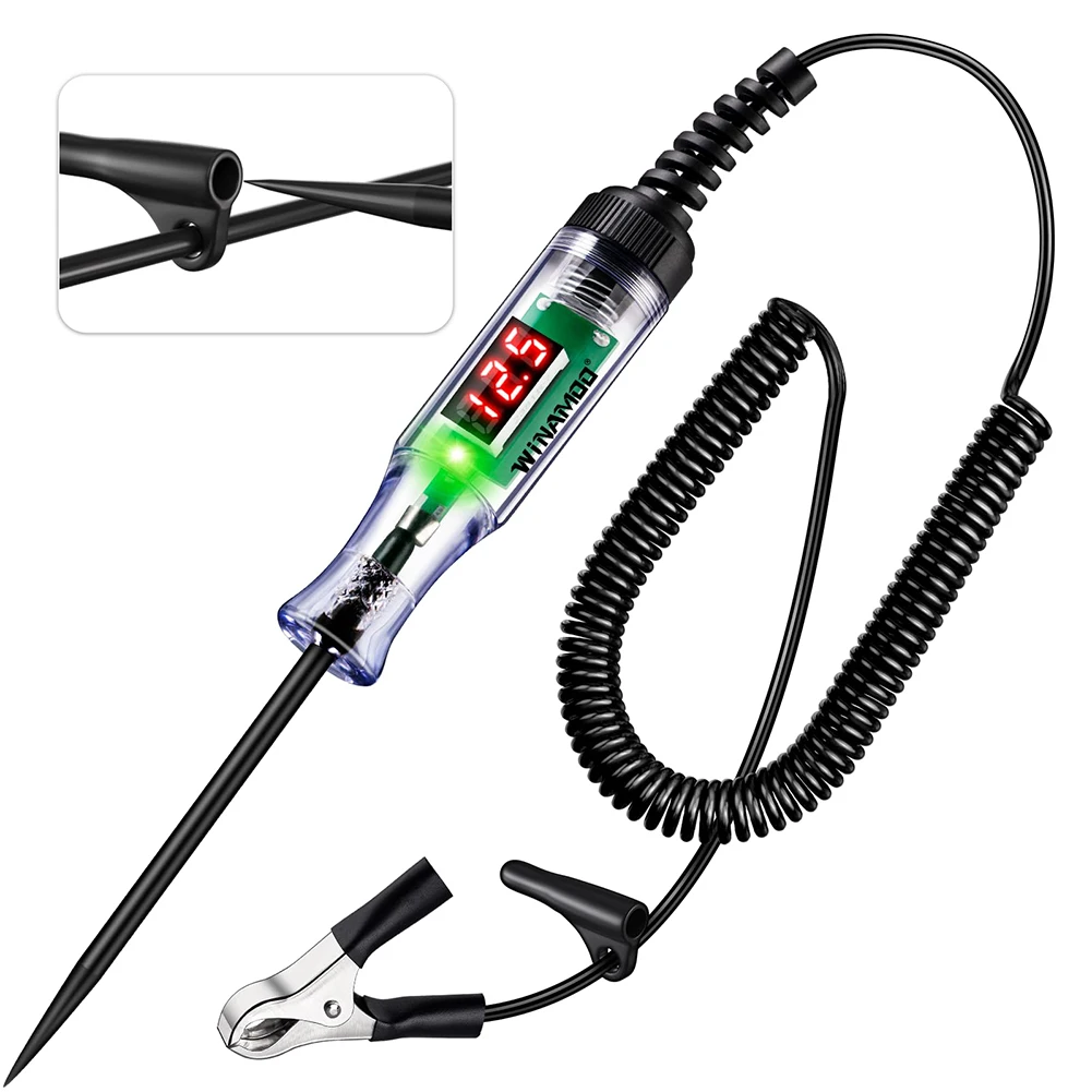 Battery Voltage Tester LED Voltage Display Electrical Troubleshooting Auto Circuit Tester Tool Multiple Use Cases