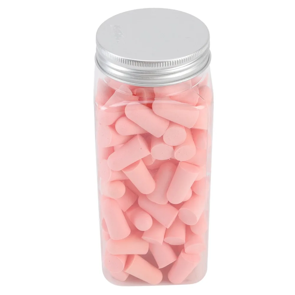 120Pcs Pink Slow Rebound Foam Ear Plugs Slow Rebound Sponge 2.5*1.3cm Noise Reduction Sleeping Earplugs