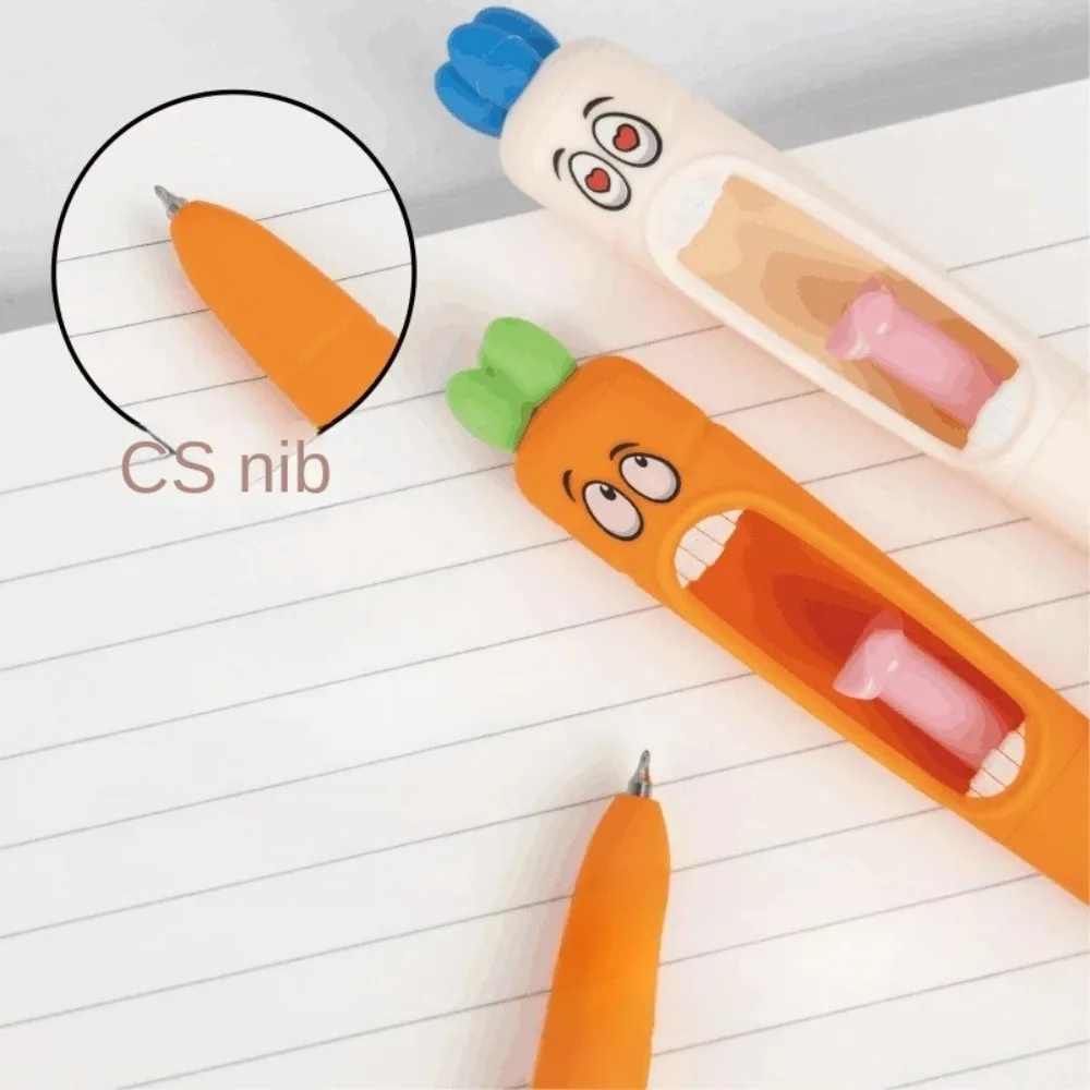 

4PCS Confused Carrot Carrot Shaped Gel Pen 0.5mm Retractable Tongue Refill Funny and Fun Decompression Pen School Stationery