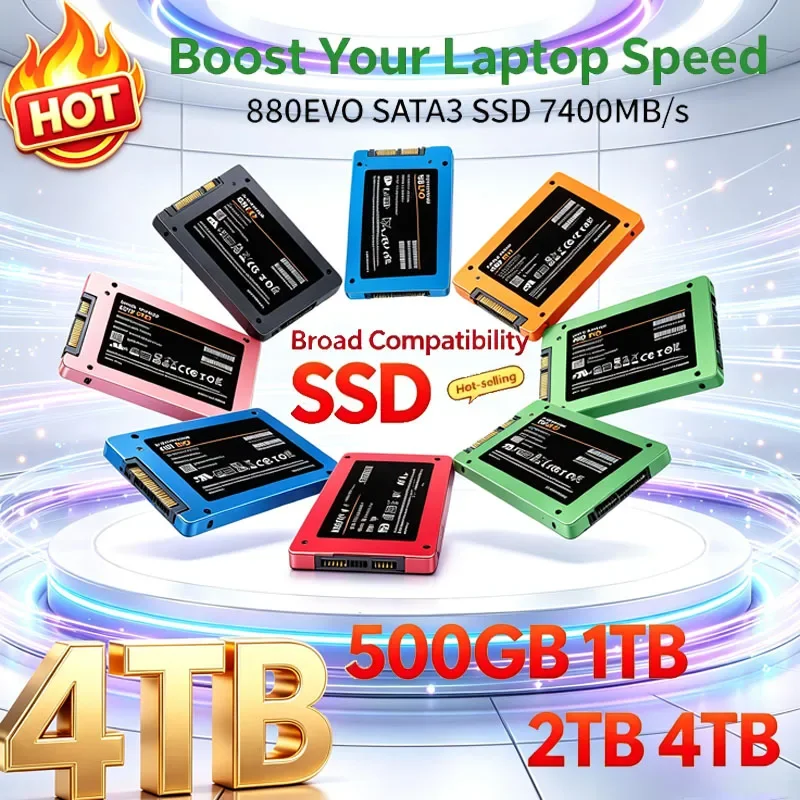 Internal Solid State Drive 13-Color SATA3 2.5 Inch High Speed SSD 1TB/2TB/4TB Storage Upgrade for Mini PC Laptop and Desktop