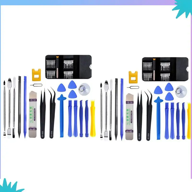 ABZW 2X 45 In 1 Kit Alat Perbaikan Ponsel Layar LCD Bukaan untuk Kit Alat Perbaikan Kacamata Jam Tangan Laptop Ponsel