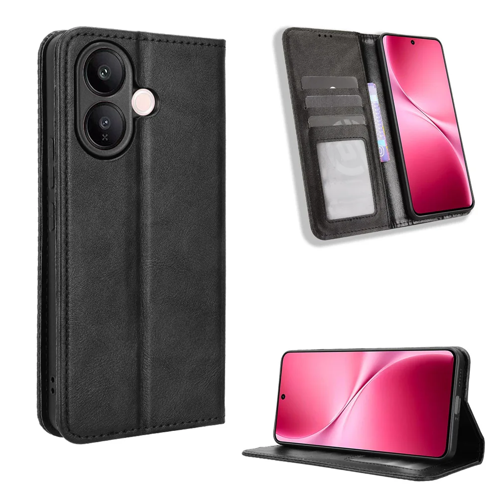 

Wallet With Card Slot Magnetic Flip Leather Case For VIVO V60 V50 V40 Lite 5G Anti-fall Cover