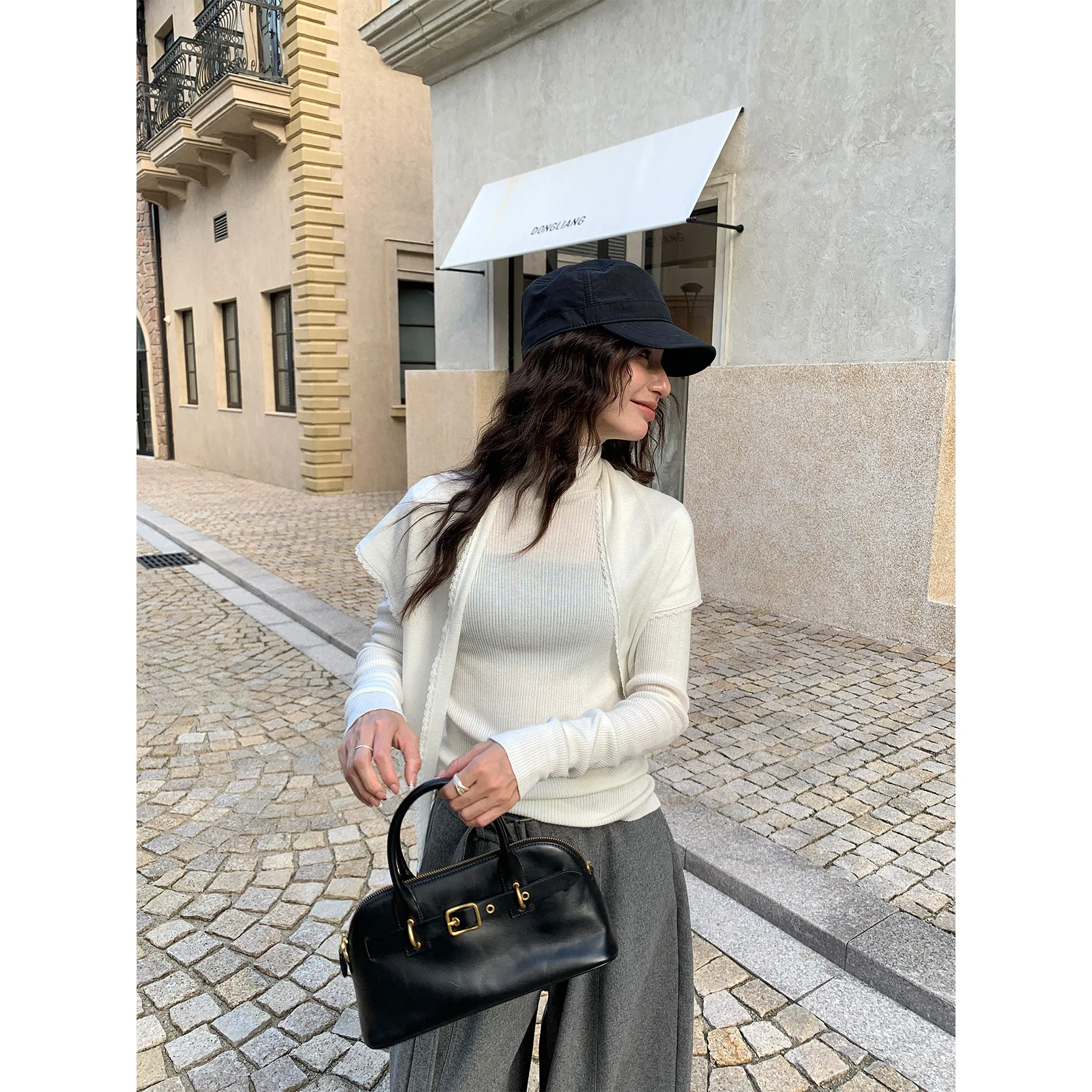 

Wool Blend Fitted High-neck Basic Inner Shawl Women's Sweater Autumn and Winter
