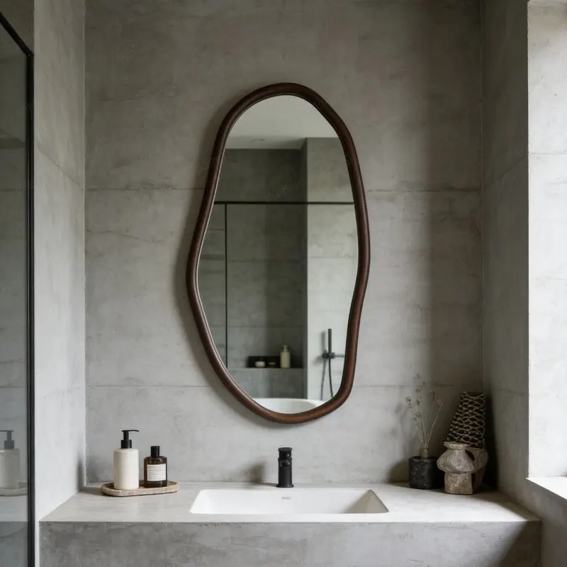 French retro irregular special-shaped cosmetic home living room smart wall-mounted decorative bathroom mirror