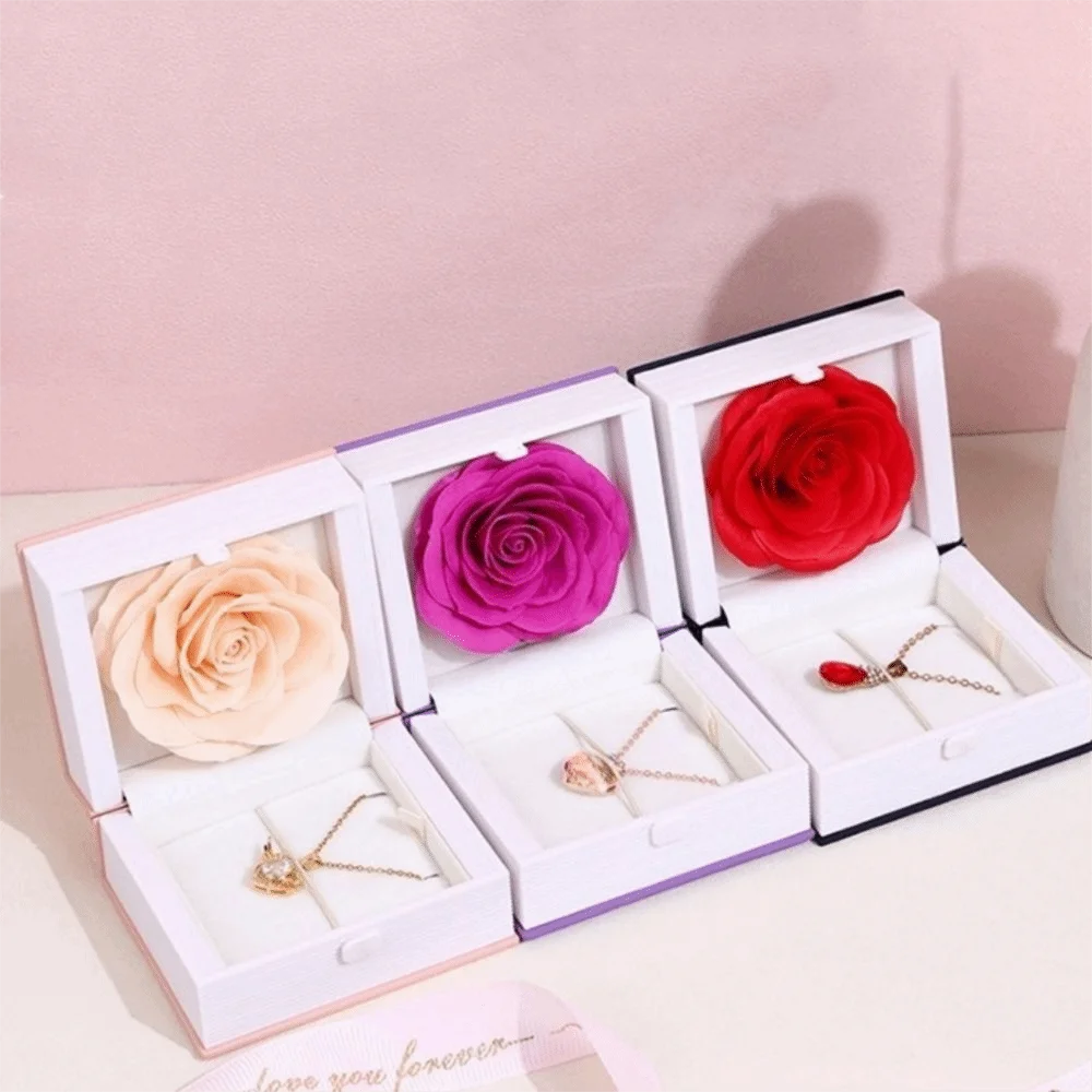 Creative Plastic Book Shape Ring Box Romantic with Soap Rose Ring Gift Box Jewelry Packaging Gifts Package Box Earrings