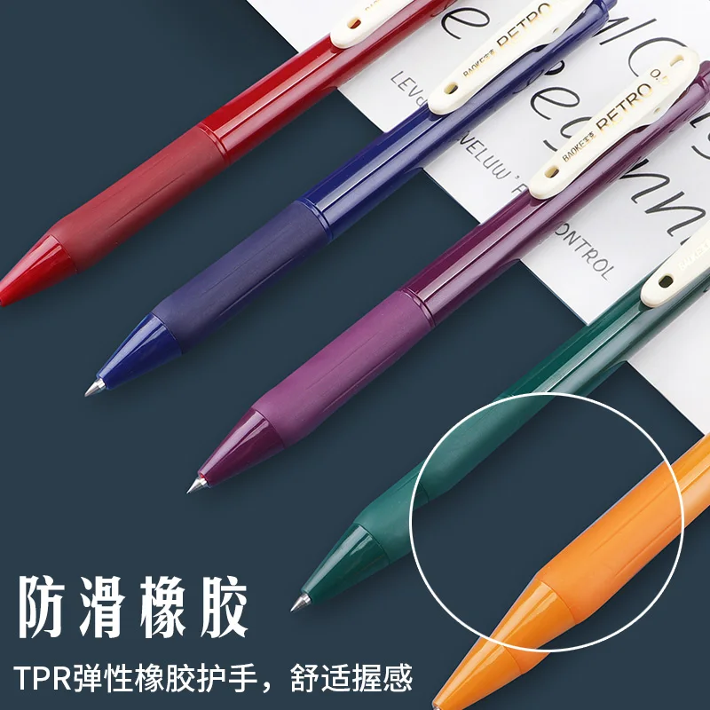 BAOKE-Caneta Gel Retrátil Retro, PC3848, 0.5mm, Conjunto 5Pc