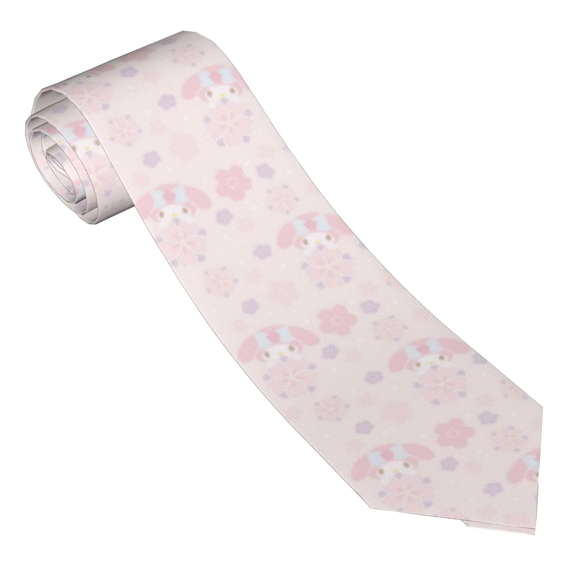 

My Melody Cartoon Neckties Unisex Skinny Polyester 8 cm Wide Neck Tie Flower for Men Accessories Cravat Wedding Cosplay Props