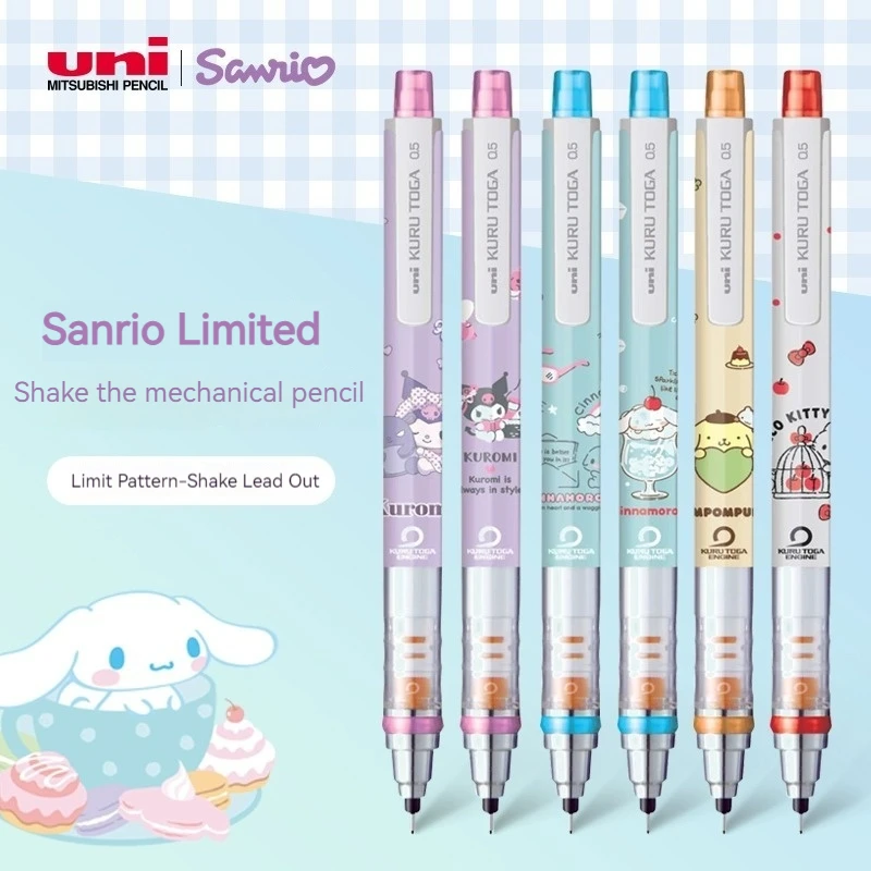 

6pcs New Sanrio Mechanical Pencil Limited Cartoon Cute Automatic Rotating Pencil Kuromi Individually Packaged Student Stationery