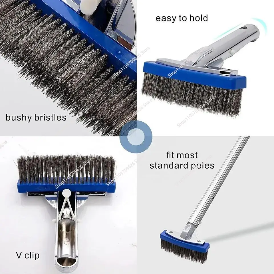 Swimming Pool Accessories 14cm Stainless Steel Brush Cleaning Pool Wall Cleaning Brush