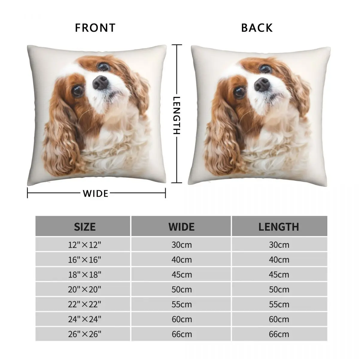 King Charles Spaniel Square Pillowcase Polyester Linen Velvet Printed Zip Decorative Throw Pillow Case Home Cushion Cover 18