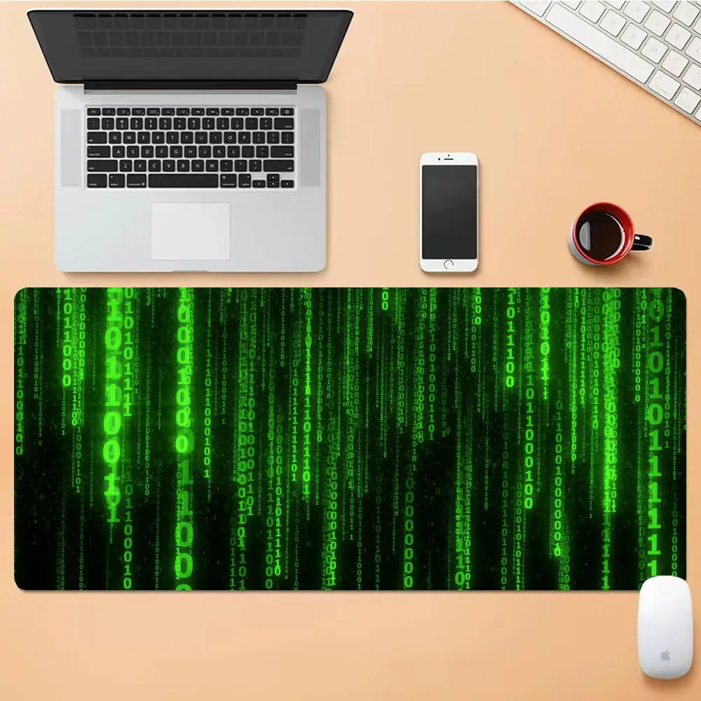 Matrix Binary Code mousepad Computer Accessories Desk Table Keyboard and Mouse Mats Desktops Gaming Pc Gamer Cabinet Laptop Mat