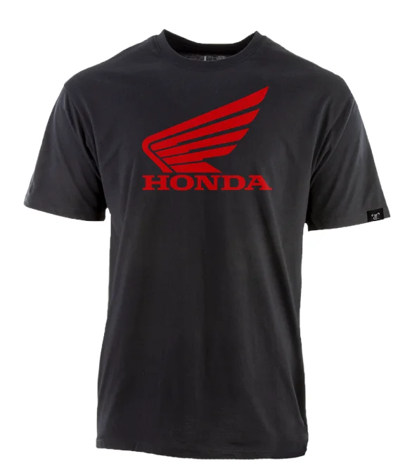 Camiseta clásica para hombre de la marca Honda, ropa informal de verano, top de manga corta con logo de ala roja impreso