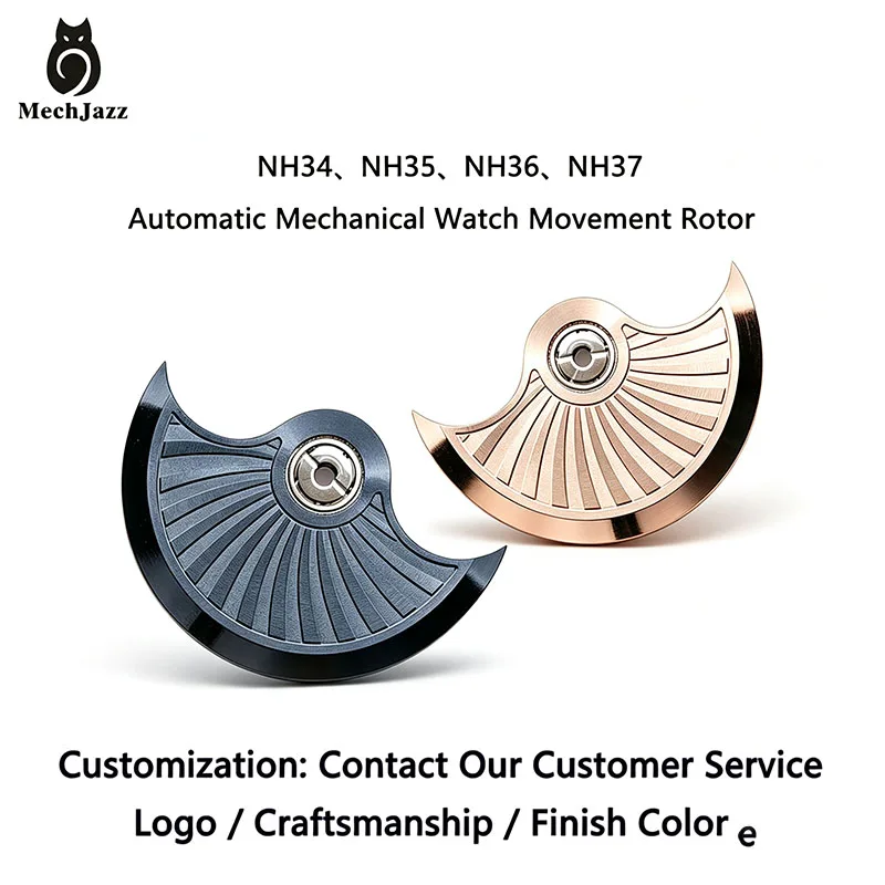 MechJazz Custom Watch Rotor For NH34 NH35 NH36 NH37 Movement Modified Automatic Watch Oscillating Weight Custom Logo Engraving