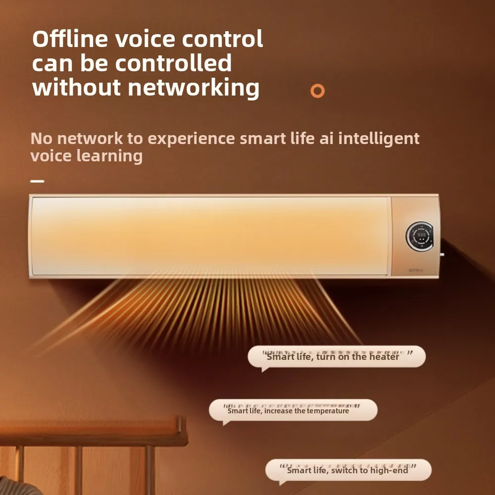 Aquecedor de painel de grafeno ultrafino com controle de voz inteligente, aquecedor elétrico montado na parede com economia de energia para uso interno em casa e no escritório