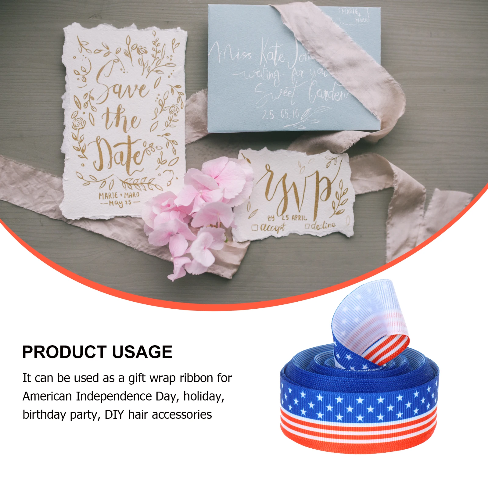 

1 Roll Heat Transfer Printed Ribbon American Independence Day Pattern Decorative Party Ornamental Ribbon for Gift Packing Bow