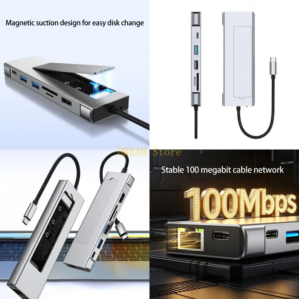 

Aluminum Alloys USB C Hubs For Laptop with PD100W Charging 4K HDTV And Card Reader best sale