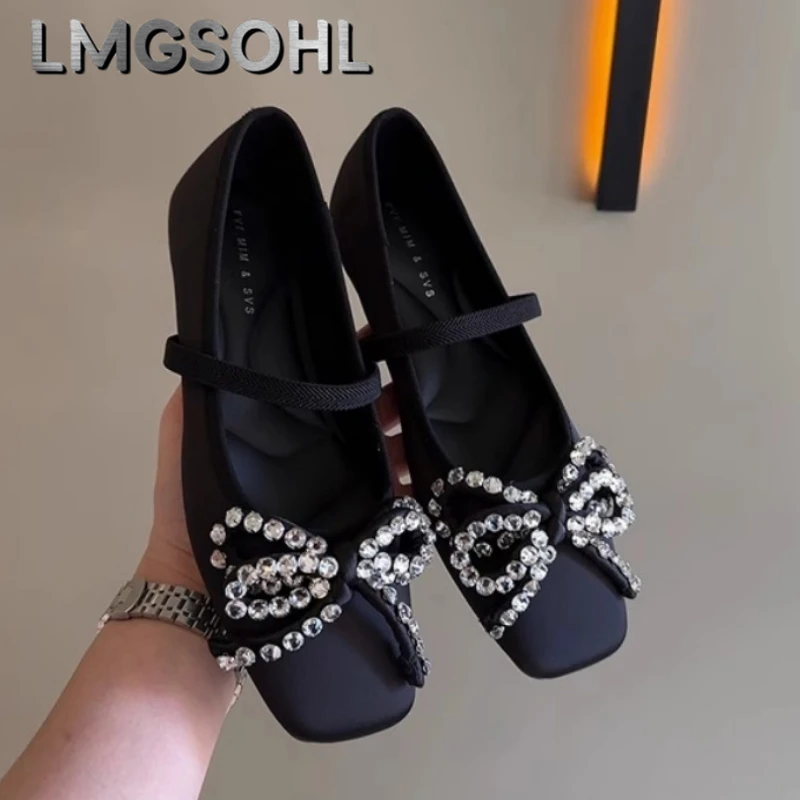 

Women Bow Crystal Flats Marie Janes Shoes Casual Summer Sandals 2025 New Walking Shoes Fashion Loafers Woman Shoes Mujer Zapatos