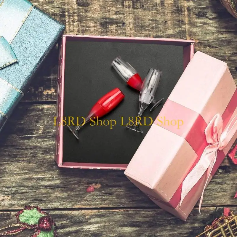 L8RD 24 ชิ้นหลอดลิปกลอสเปล่า 8ml แก้วไวน์รูปลิปบาล์มคอนเทนเนอร์สำหรับผู้หญิง