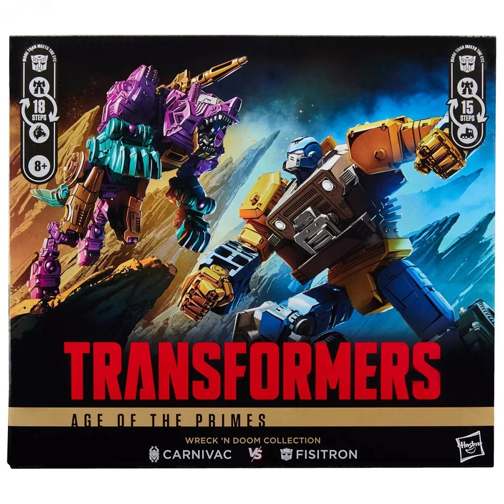 [IN-STOCK] Hasbro Transformers Age of the Primes Wreck'n Doom Collection Carnivac & Fisitron 2-PACK Action Model Figure Toys