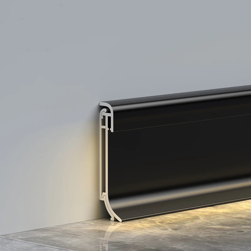 Surface Mounted Baseboard Aluminum Profile Hidden Lighting Concealed LED Skirting Backlight Stair Corner Bar Strip Light