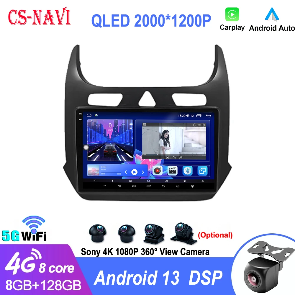 

Android 13 For Chevrolet Cobalt 2011-2021 2 Din Car Radio Carplay QLED Auto DSP 4G WIFI GPS Bluetooth Multimedia Stereo 2K BT