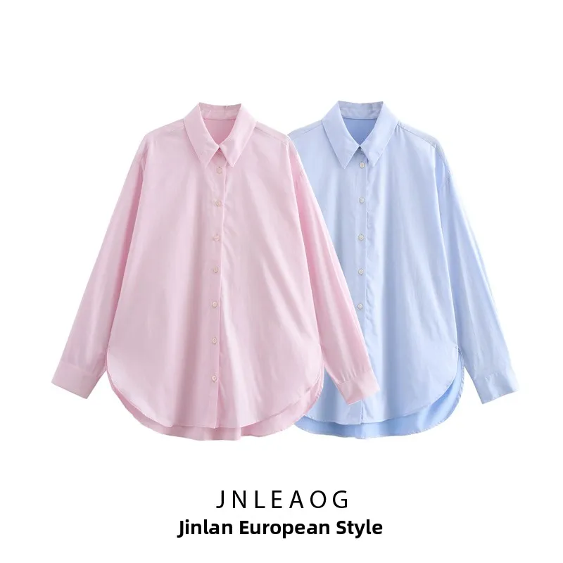 

Модная свободная шелковая рубашка JNLEAOG для женщин, осенняя новинка, универсальная полосатая рубашка с длинным рукавом из полиэфирного волокна, повседневная.