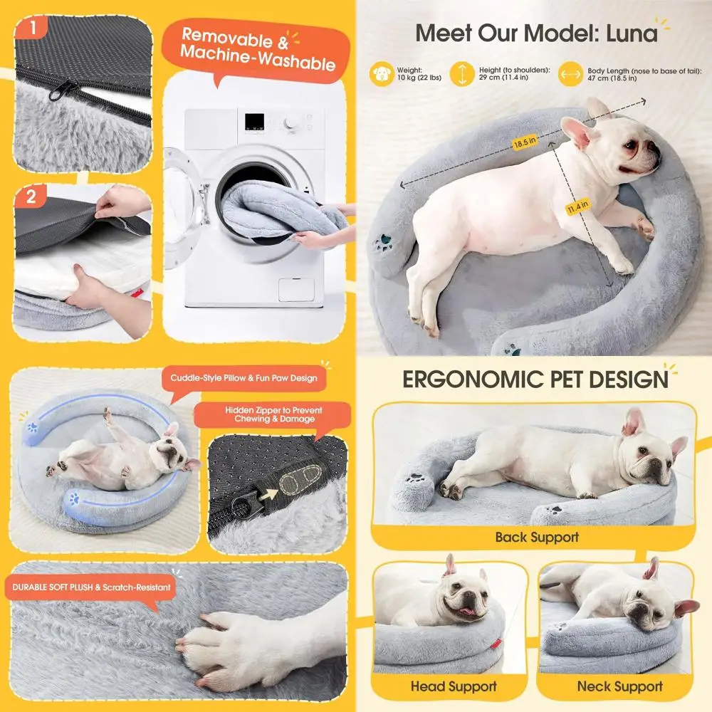 

Ортопедическая подстилка для собак мелких пород - водонепроницаемая, со съемным чехлом, нескользящая, серая