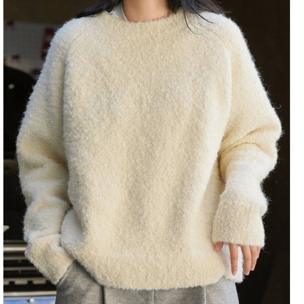 2024 Women Warm 45% Wool Sweater O-Neck Long Sleeve Pullovers Clothes Tops For Women Sweater Pull Femme