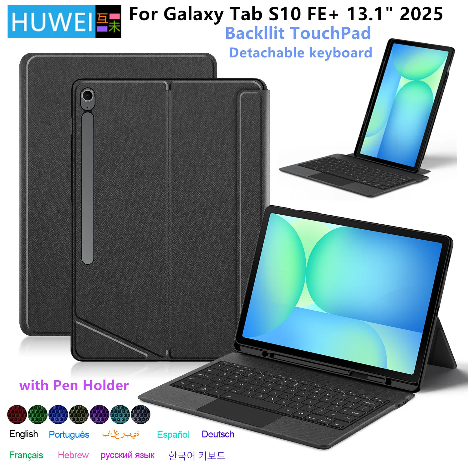 

Magic Keyboard for Samsung Galaxy Tab S10 FE Plus 13.1 Inch Case Tab S10 FE+ 13.1" Tablet Keyboard Cover Case with Pencil Holder