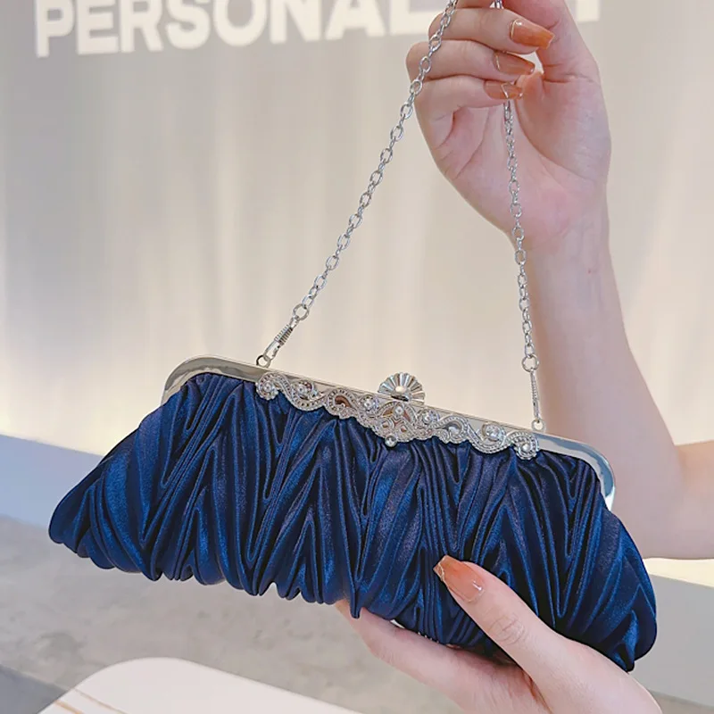 Luxury Satin Pleated Clutch Bag Women's Elegant Wedding Purse Formal Party Prom  Handbag Cheongsam Evening Dress Accessory - AliExpress
