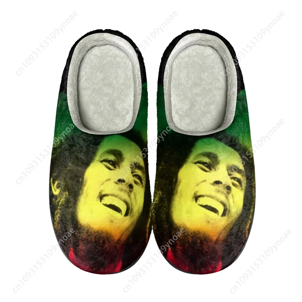 Bob Marley Reggae Rasta Singer Home Cotton Custom Slippers Mens Womens Sandals Plush Casual Keep Warm Shoes Thermal Slipper