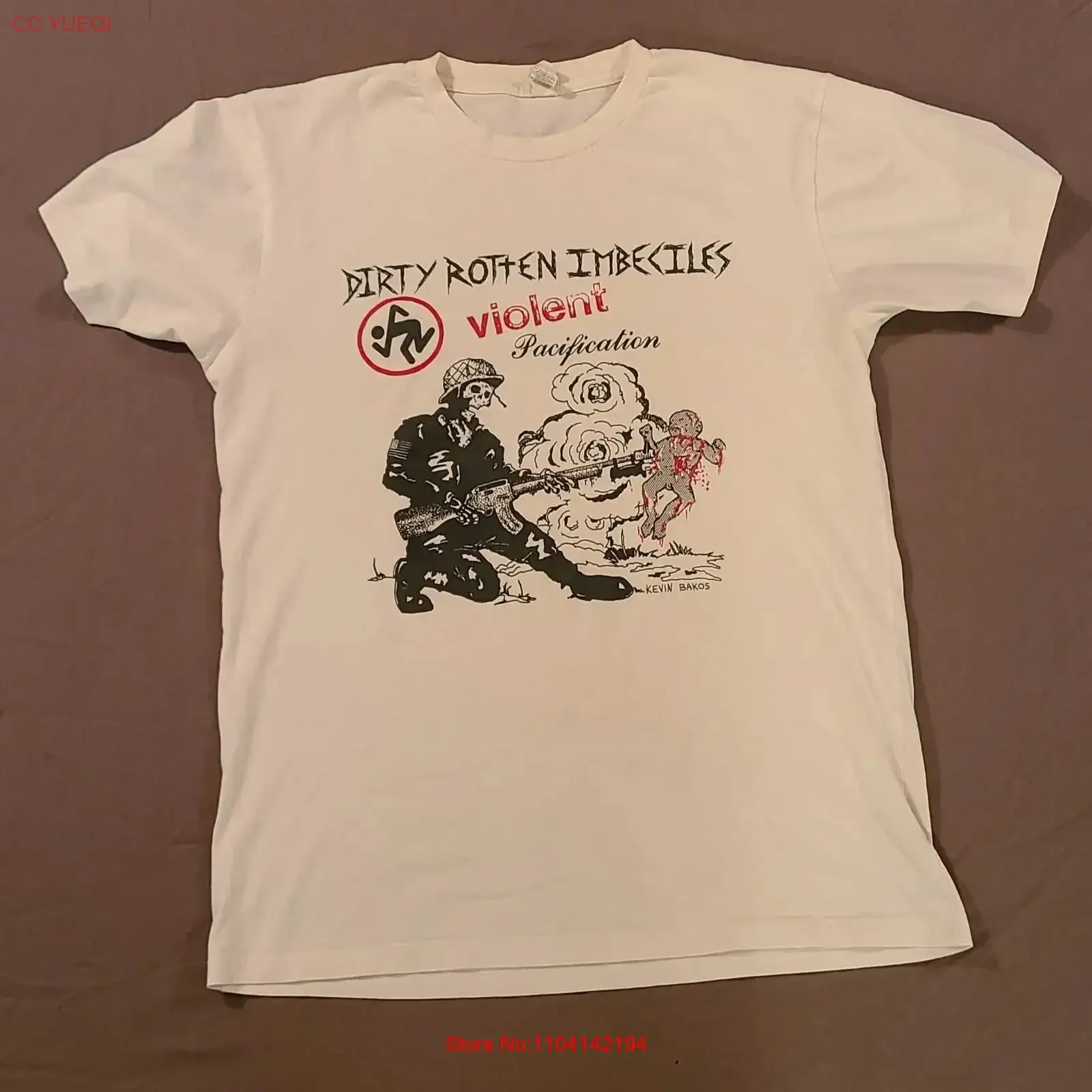 Dirty Rotten Imbeciles T Shirt Violent Pacification DRI 2012 Punk M Medium White vintage Washed fashion Soft Slightly