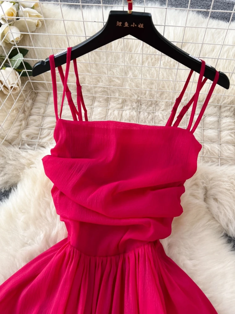 Women Sexy Beach Dress Summer Pleated Strapless Long Dresses Ladies Elegant Slim A-line Backless Boho Long Robe Vestidos