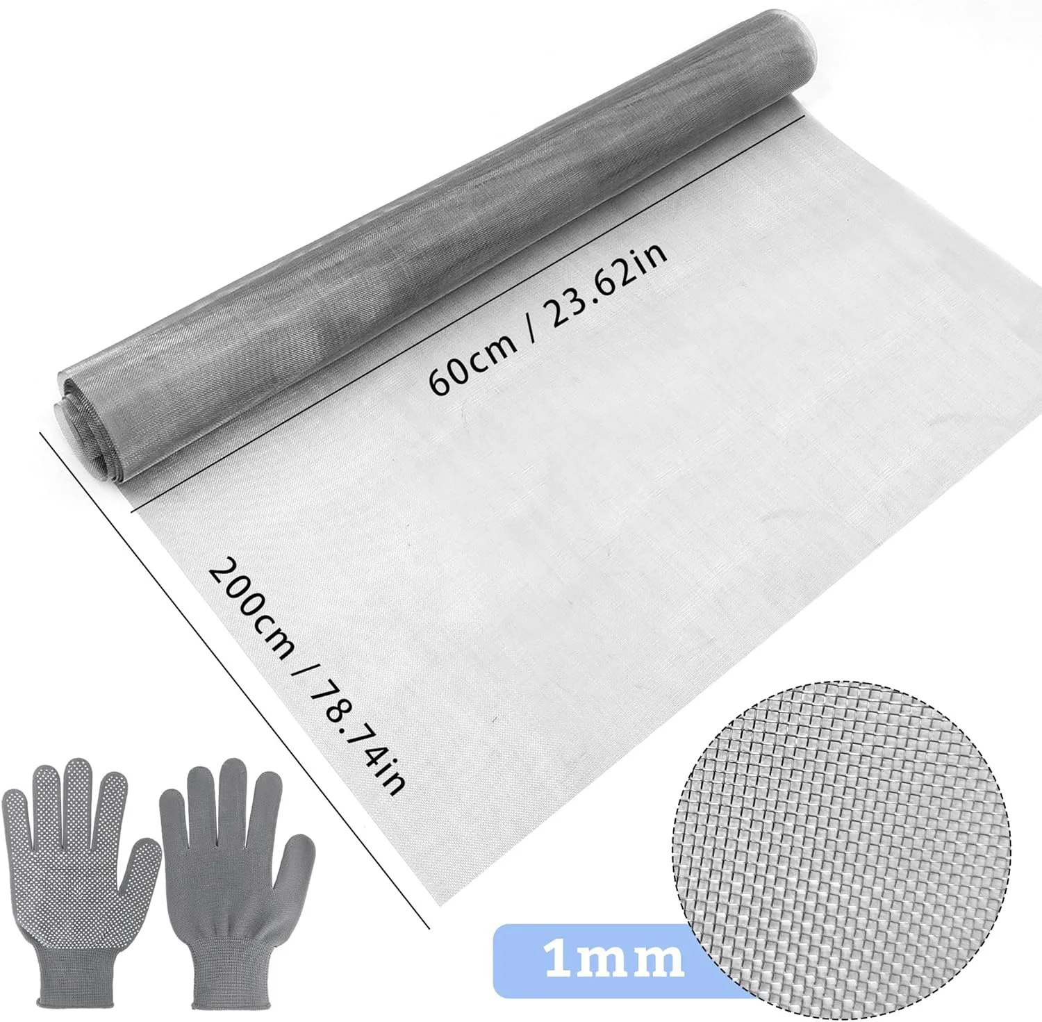 Rouleau de treillis métallique en acier inoxydable 304, 60x200cm, 30 mailles, 0,19mm, tissage uni, antirouille, découpable. Convient aux fenêtres, aux climatiseurs, aux hottes, aux cheminées et aux canaux de drainage. Filtre anti-insectes et maille de ventilation.